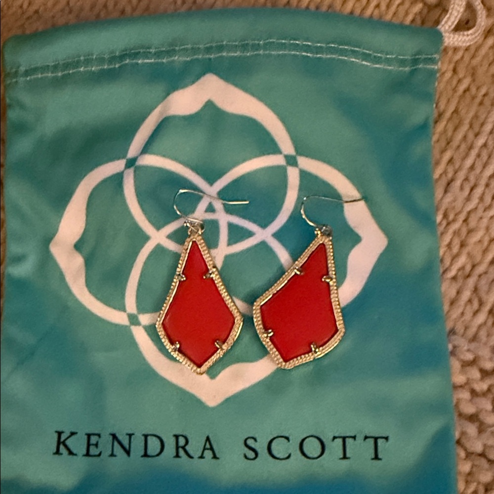 Kendra Scott Red and Gold Geometric Earrings
